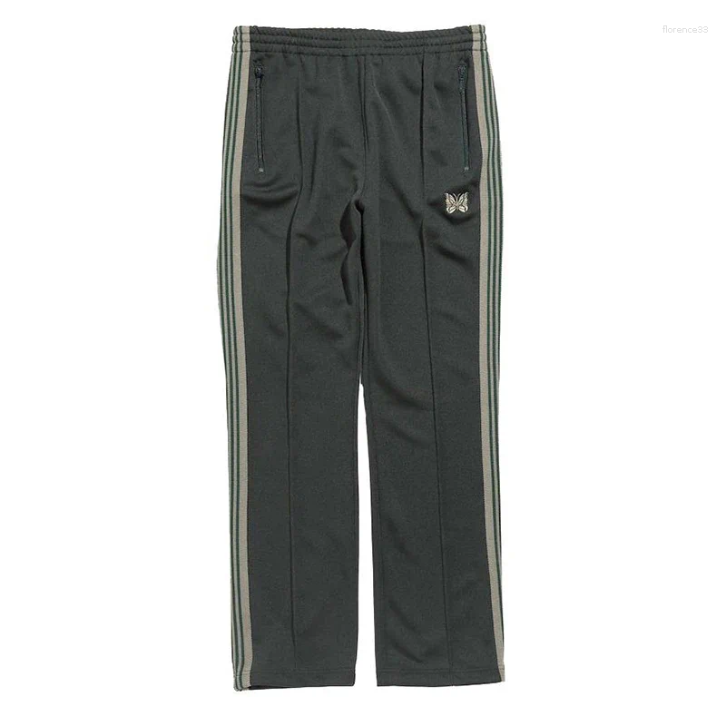 Men's Pants Pants NEEDLES Arrival Butterfly Embroidery Cotton Track Stripe Sweatpants Oversize Trousers z250226