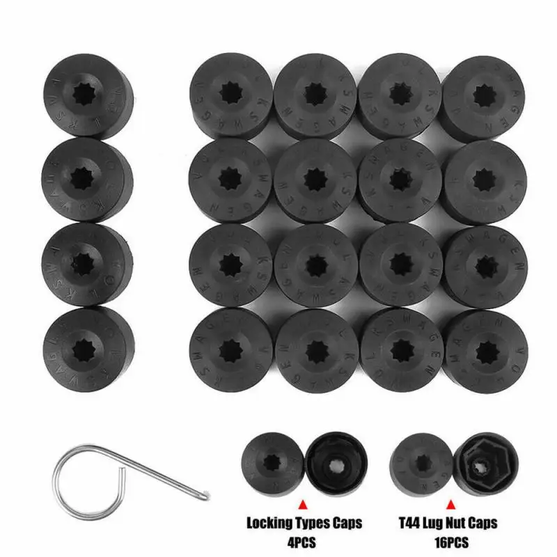 Set (20Pc) For One Vw Wheel Lug Nut Bolt Cover Black Caps Oem ddmysmile 1K06011739b9 Smile ()