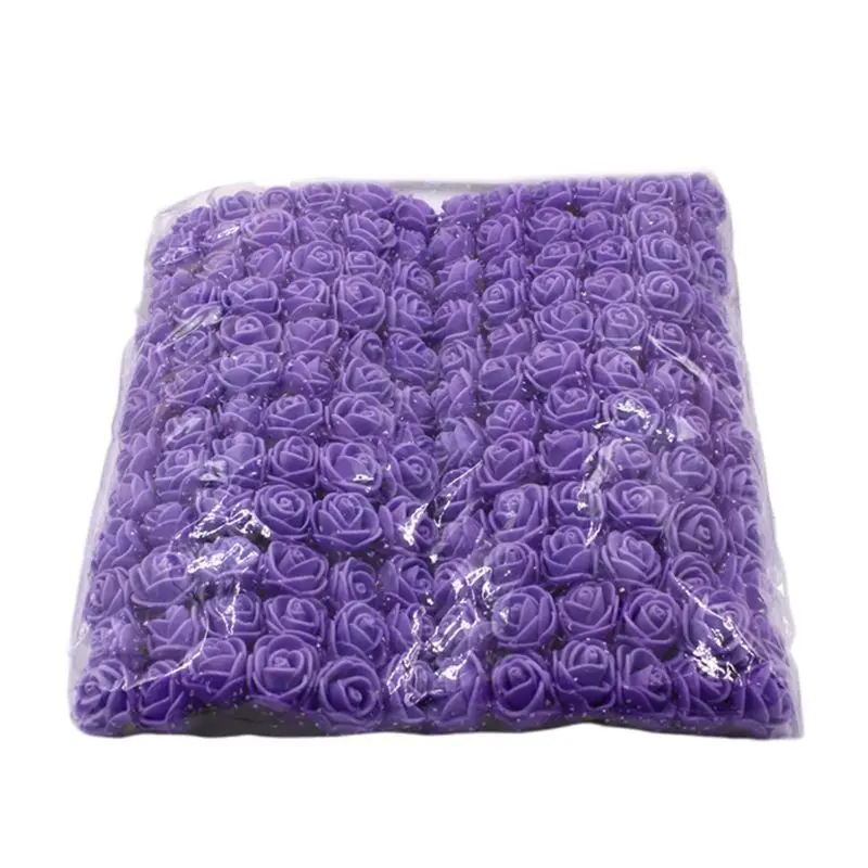 Mini 2.5Cm E15e 144Pcs/Pack PE Foam Gauze Artificial Rose Flower ddmysmile Head DIY Craft Wedding Bouquets Bridal Shower Party Home Smile