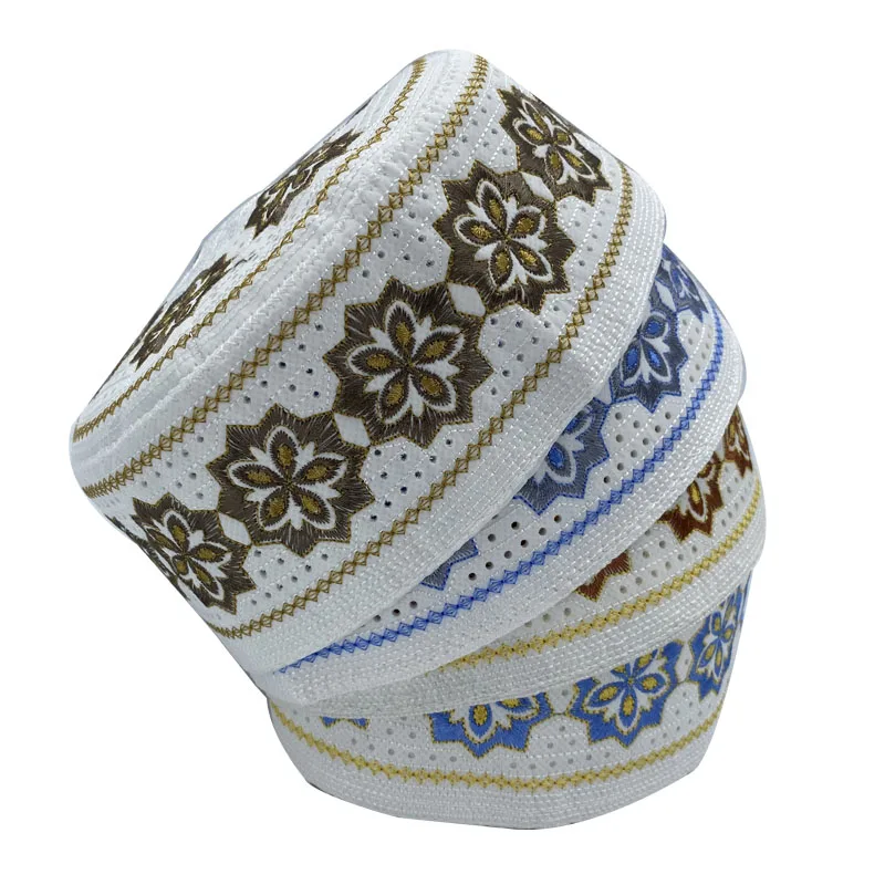 Muslim 2023 Prayer New Hats Breathable Headware Kufi Hat Men Islam Skull Cap Ramadan Eid Gift Embroidery ddmysmile Man Hat Smile