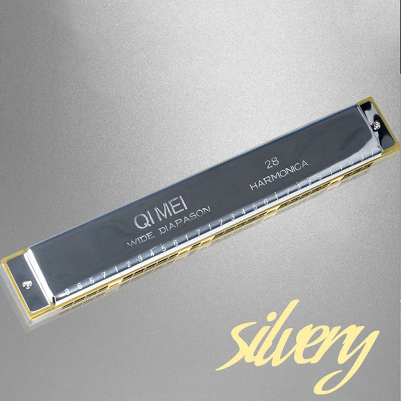 28 Holes Chromatic Harmonica C Key Slive Professional Mouth Organ Portable Tremolo Mini Harps Woodwind Instruments