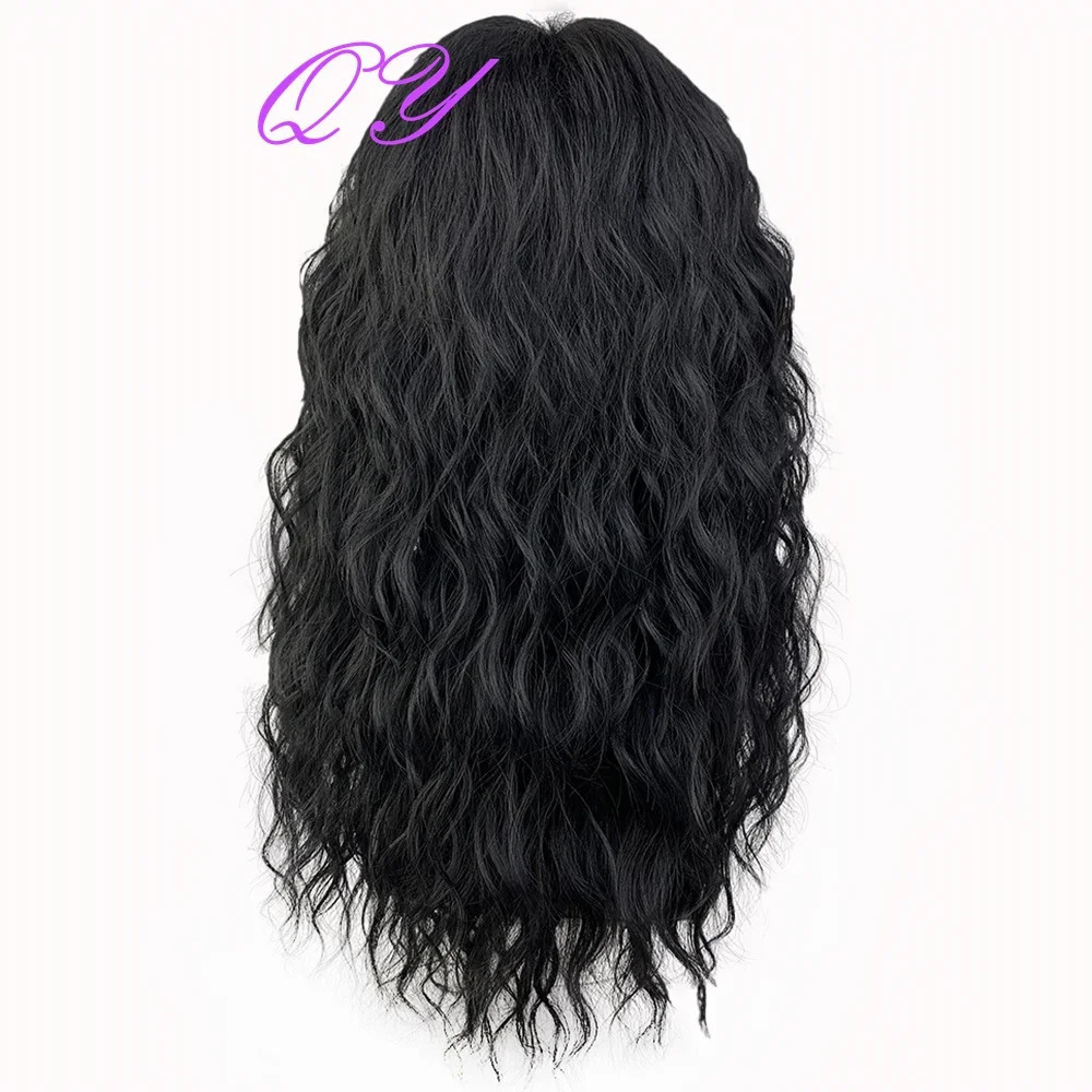 Synthetic Mens Wig Long Brown Natural Curly Rock Man Wig With Bangs Party Or Cosplay Adjustable Water Wave Male Hair Wig 241108