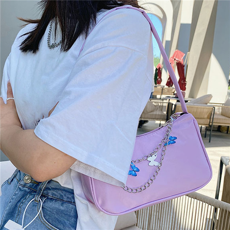 New Luxury Designer Women‘s Handbag 2024 Trend Armpit Bag Candy Color Butterfly Chain Bag Female Shoulder Bag Ladies Shopper