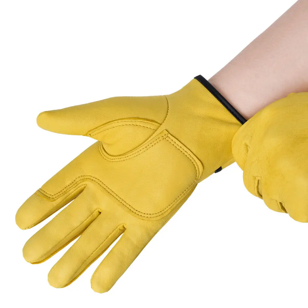 Gloves Men Work Leather Sheepskin Gardenging Safety Protective Equipment Driver ddmysmile Gloves With Lining Women Smile