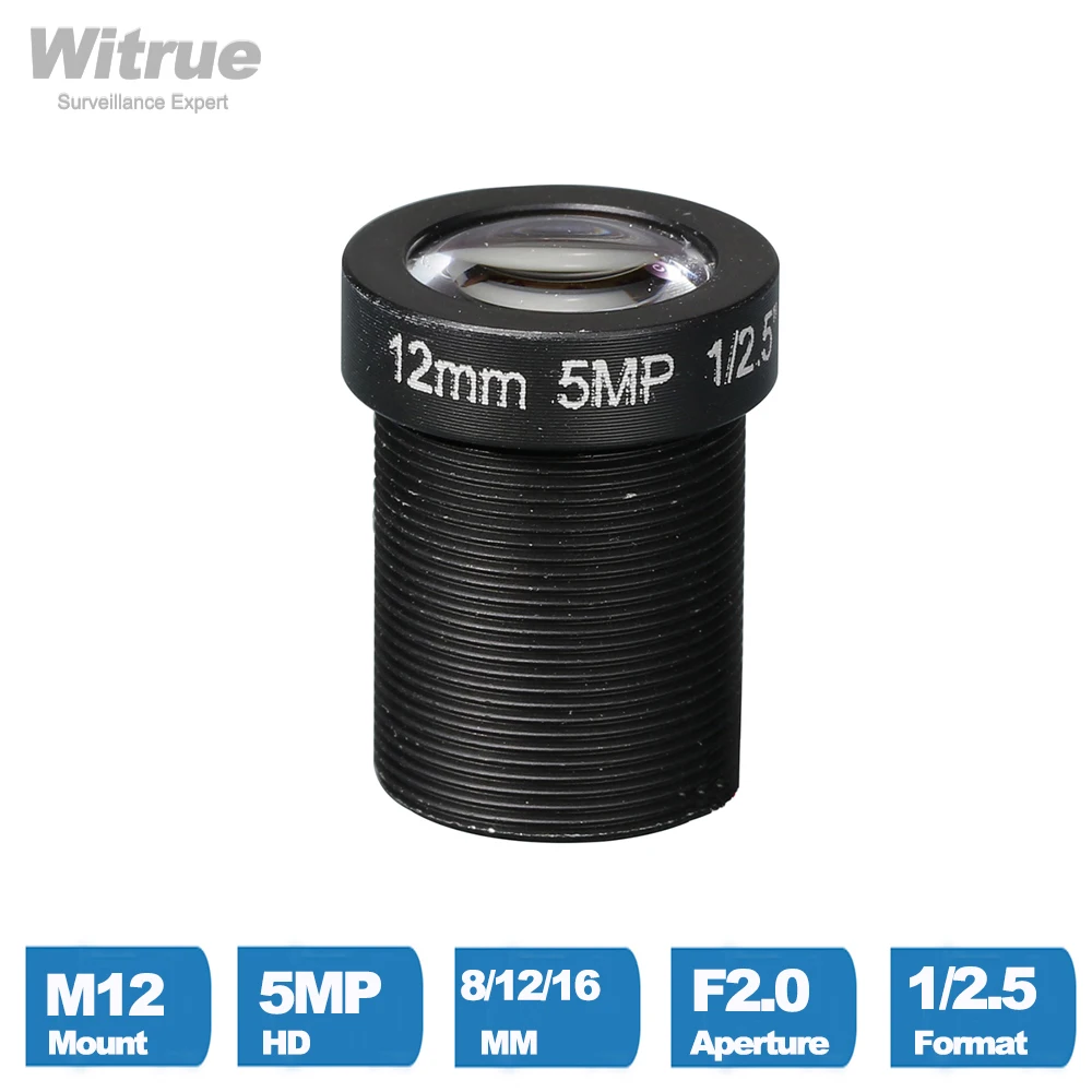 Camera Lens CCTV HD 5 Mega Pixel M12 Mount 8MM 12MM 16MM Optional 1/2.5" F2.0 For Surveillance Security IP Cam