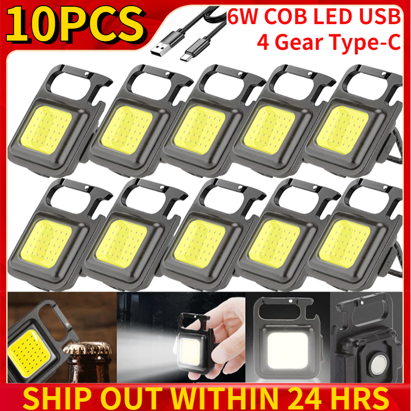 Clip LED Portable COB Hook Mini Pocket Torch Type-C Rechargeable Flashlight OutdoorLantern Keychain Work Light Emergency Lamp smile