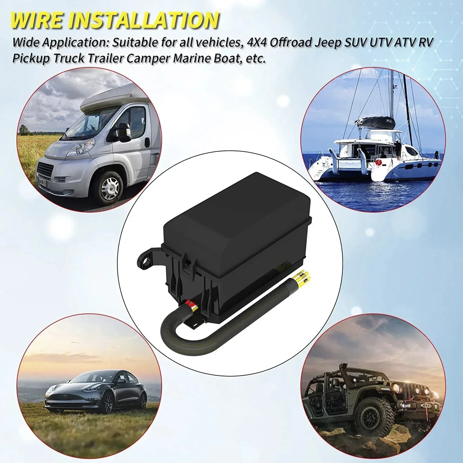 Fuse Relay Box 12V 6Way Dust-Proof Relay Block Kit with Pre-Wires 5Pin 4 Pin 40A ATC/ATO Fuses Universal Car Truck Fuse Box