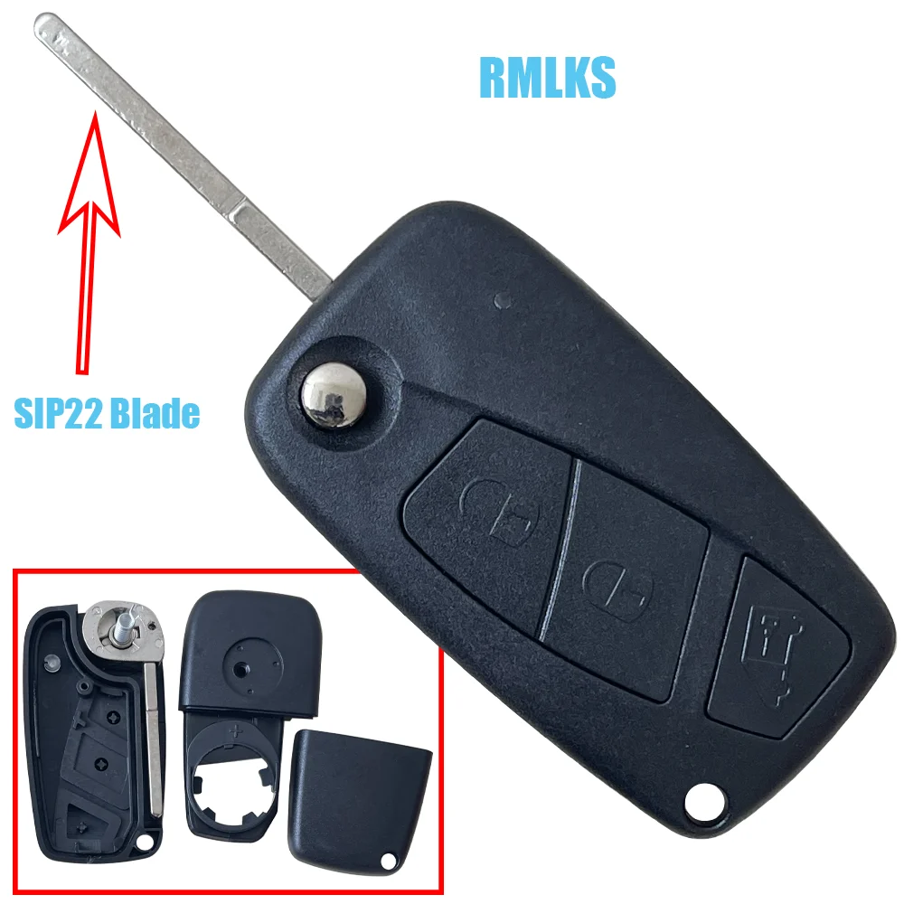 Ducato For FIAT Punto Stilo Panda 2 3 Buttons Replacement Flip Folding Remote Car Key Shell Case Cover SIP22 Blade smile