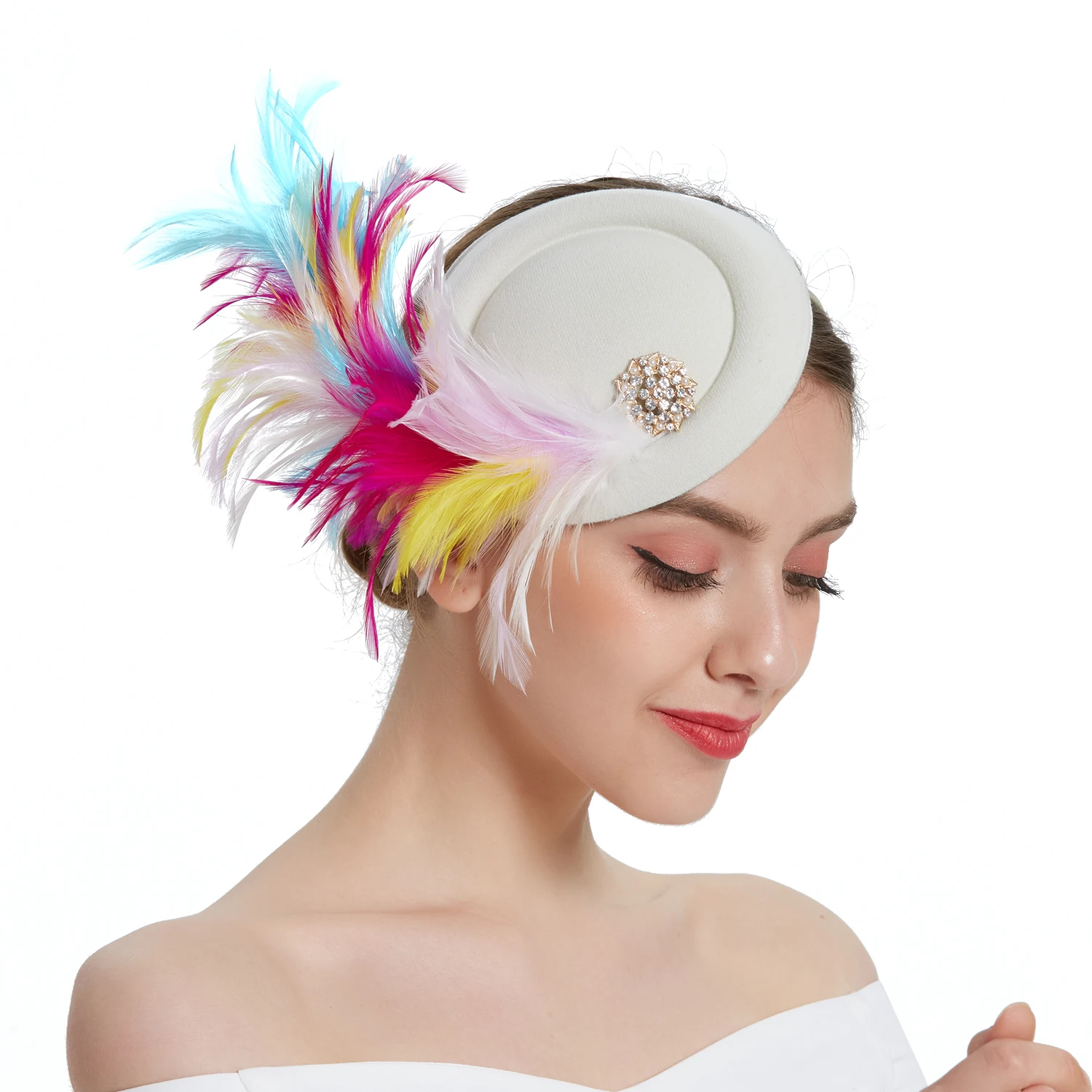 Hat Women,1920s Fascinator for Tea Party Kentucky Fascinator Hat Pillbox Hat Feather Fascinator for tail Wedding smile
