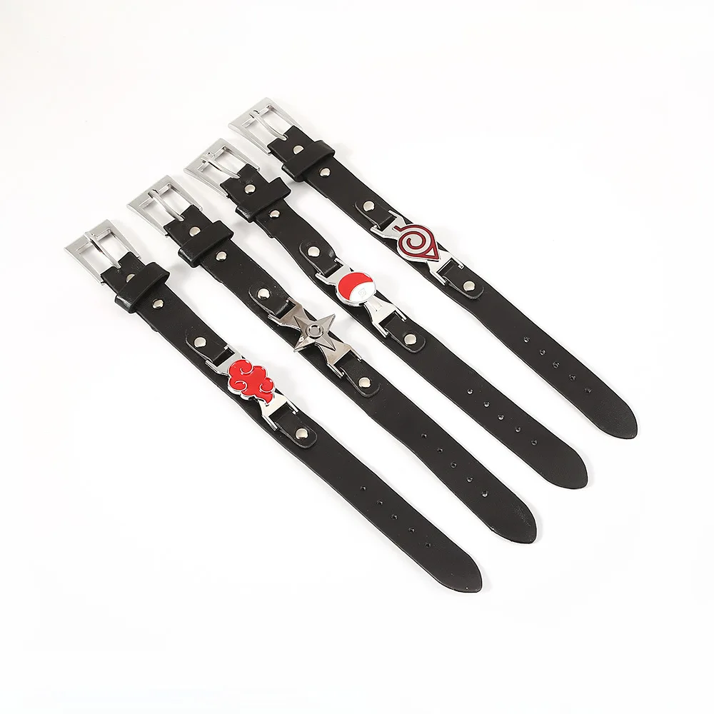 Sasuke Anime Akatsuki Uchiha Uzumaki ddmysmile Red Cloud Sharingan Bracelets Leather Rope Figure Kids Toy Cosplay Gift Smile