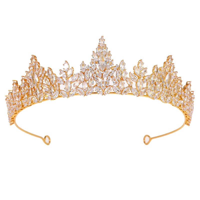 European Crown HADIYANA Wedding Crowns for Women Cubic Zirconia Big Headpieces Hair Accessories BCY6001 smile