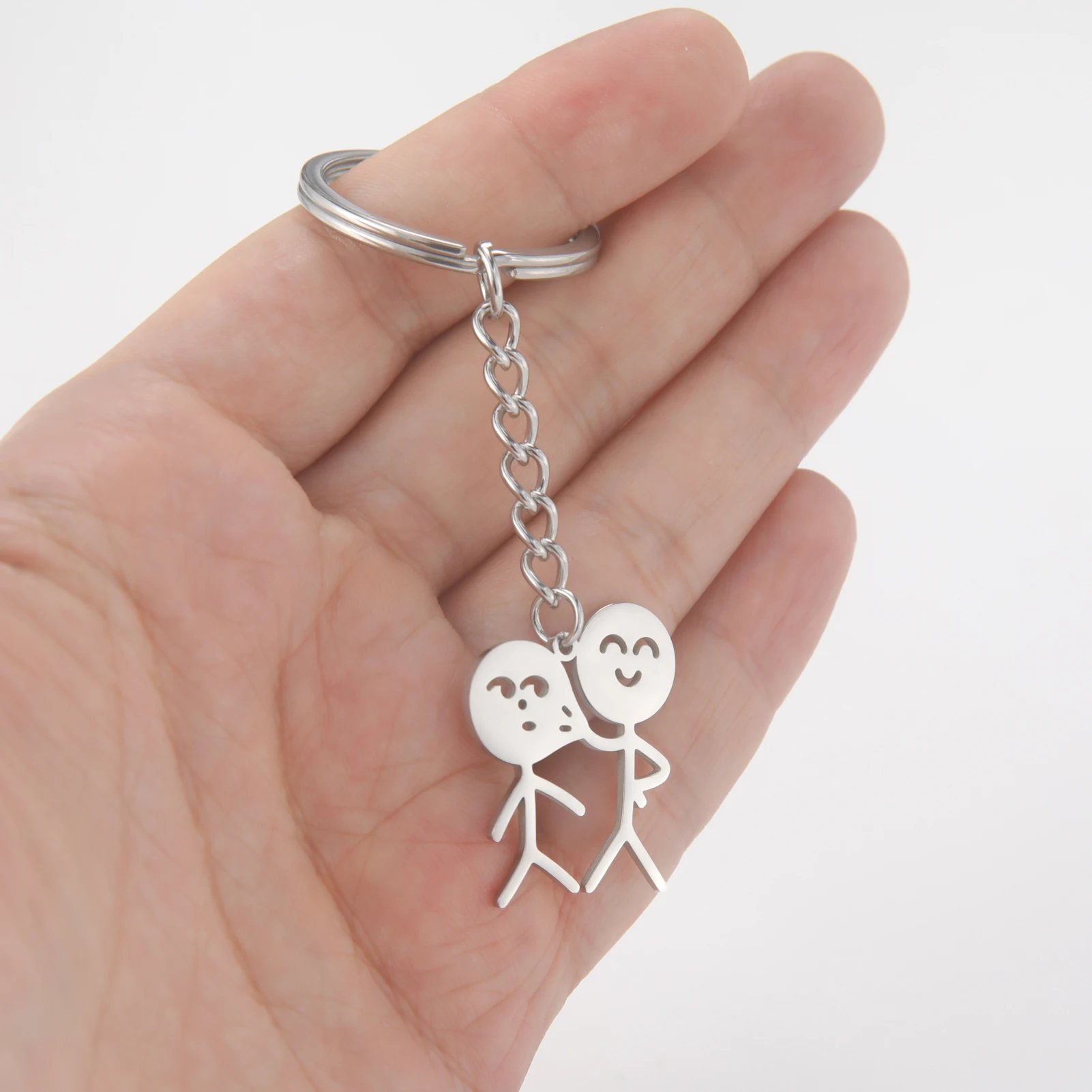 Akimbo Pinched Personality Creative Face Little Man Pendant Keychain For Women Men Car Bag Charm Pendant Keyrings Couple Gift smile