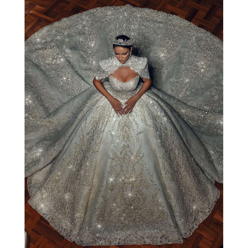 Pearls Ball Urious Gowns Lace Rhies Beaded Wedding Dress Custom Made Sleeveless Embroidery Vestido De Novia