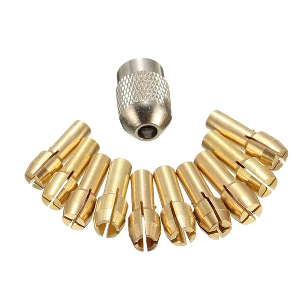 11 Pieces/Set Brass Drill Chucks Bits Shank Clamp Replacement Part Screw Nut Tools Electric Device for Professional