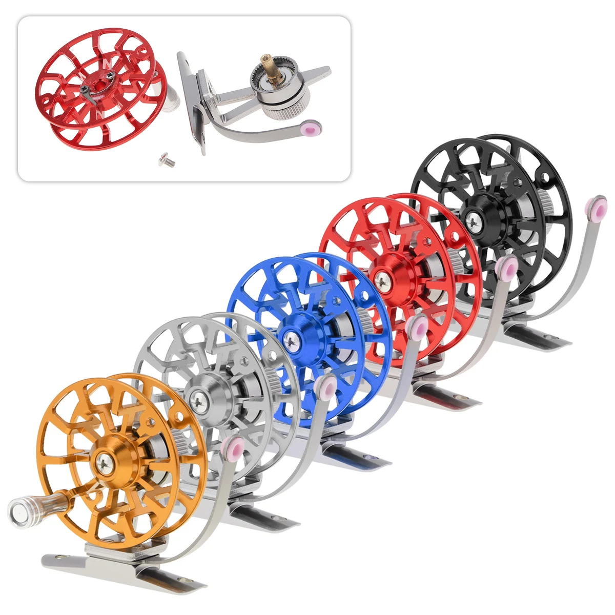 Former Ultra-Light Full Metal Ice Fishing Reel Fly Fishing Wheel Aluminum Alloy Support Left Hand 5 Colors Optional smile