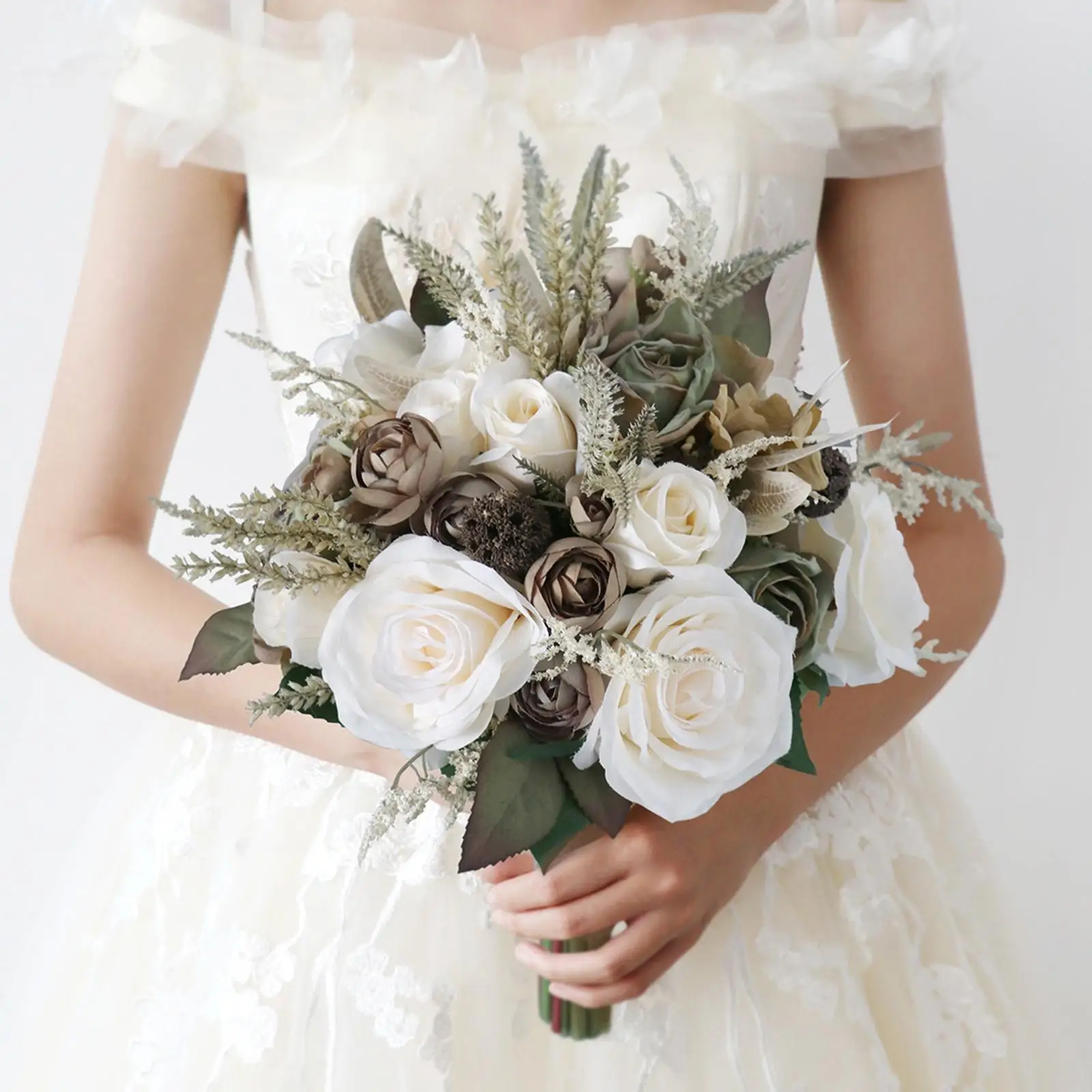 2025 Artificial Silk Flowers new Wedding Bride Bouquet Photo Props Bride Hands Holding Bouquet for Home Wedding Christmas Decor Bedroom