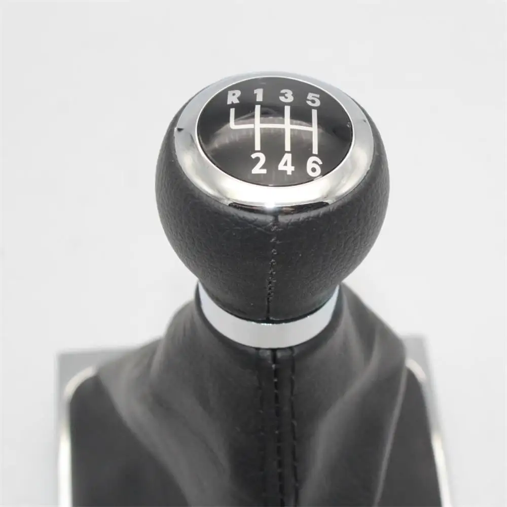 Passat B6 2006 For 2007 2008 2009 2010 Car-Styling 6 Speed Gear Stick Shift Knob With PU Leather Boot smile