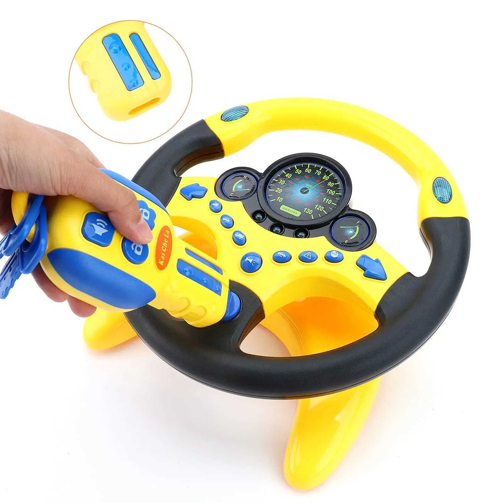 Electric simulation steering wheel toy with light and sound for childrens education co driver childrens car toy vocal toy gift W241109