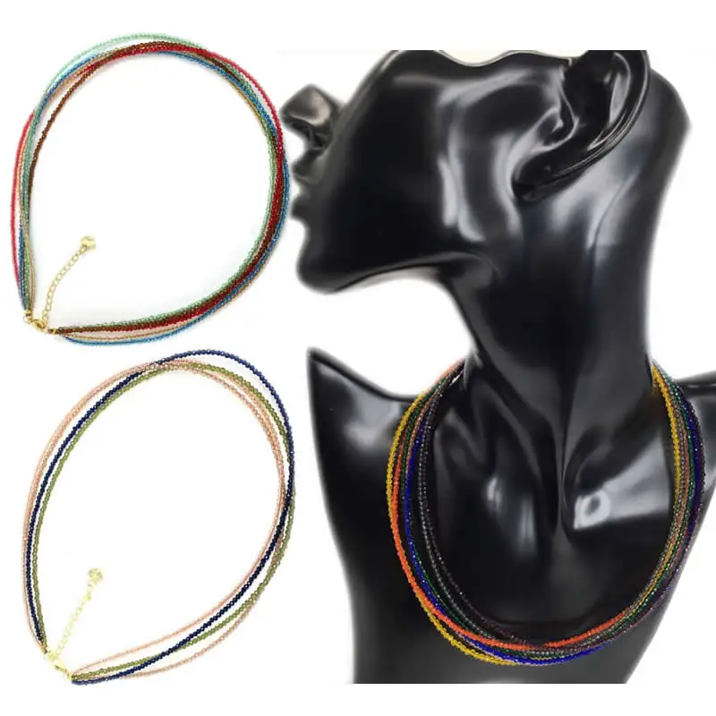 Gem Simple Beads Faceted Necklaces For Women Natural Stone Chokers Crystal Chain Handmade Necklace Yoga Jewelry Female Wholesale smile