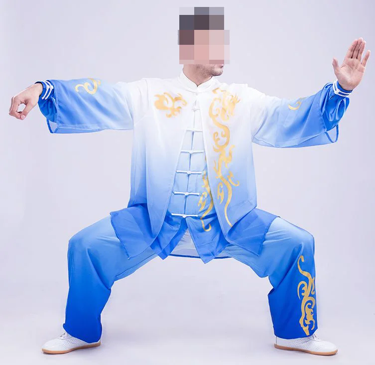 Summer&Spring chi unisex Tai suits gradient three-piece suit martial arts clothing kung fu uniforms blue/purple/gray smile
