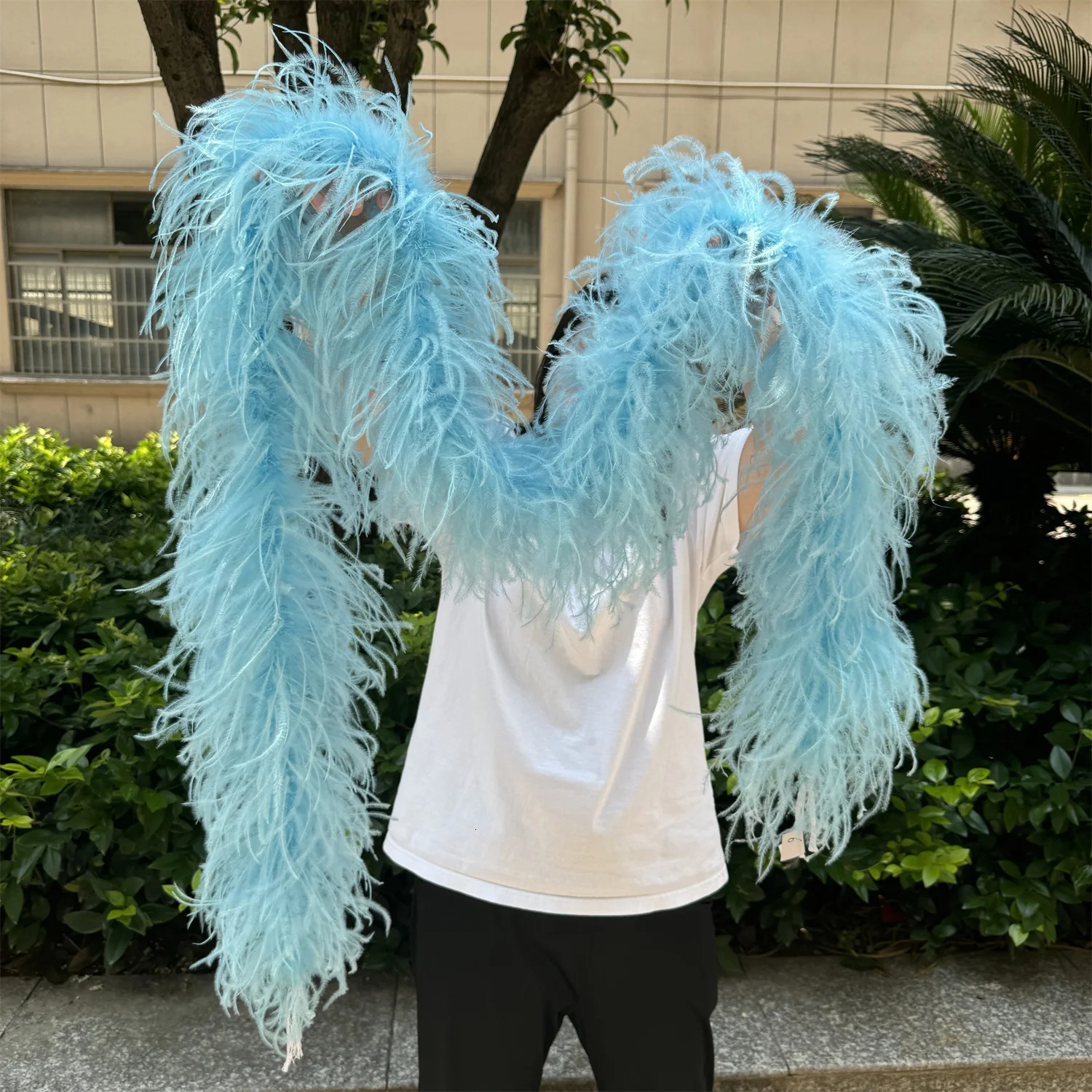 Fluffy Blue Ostrich Feather Boa 6 Ply 0.5/1.3/2/ Mixed Color Folded Fashion Show Carnival Party Feather Accessories 241108