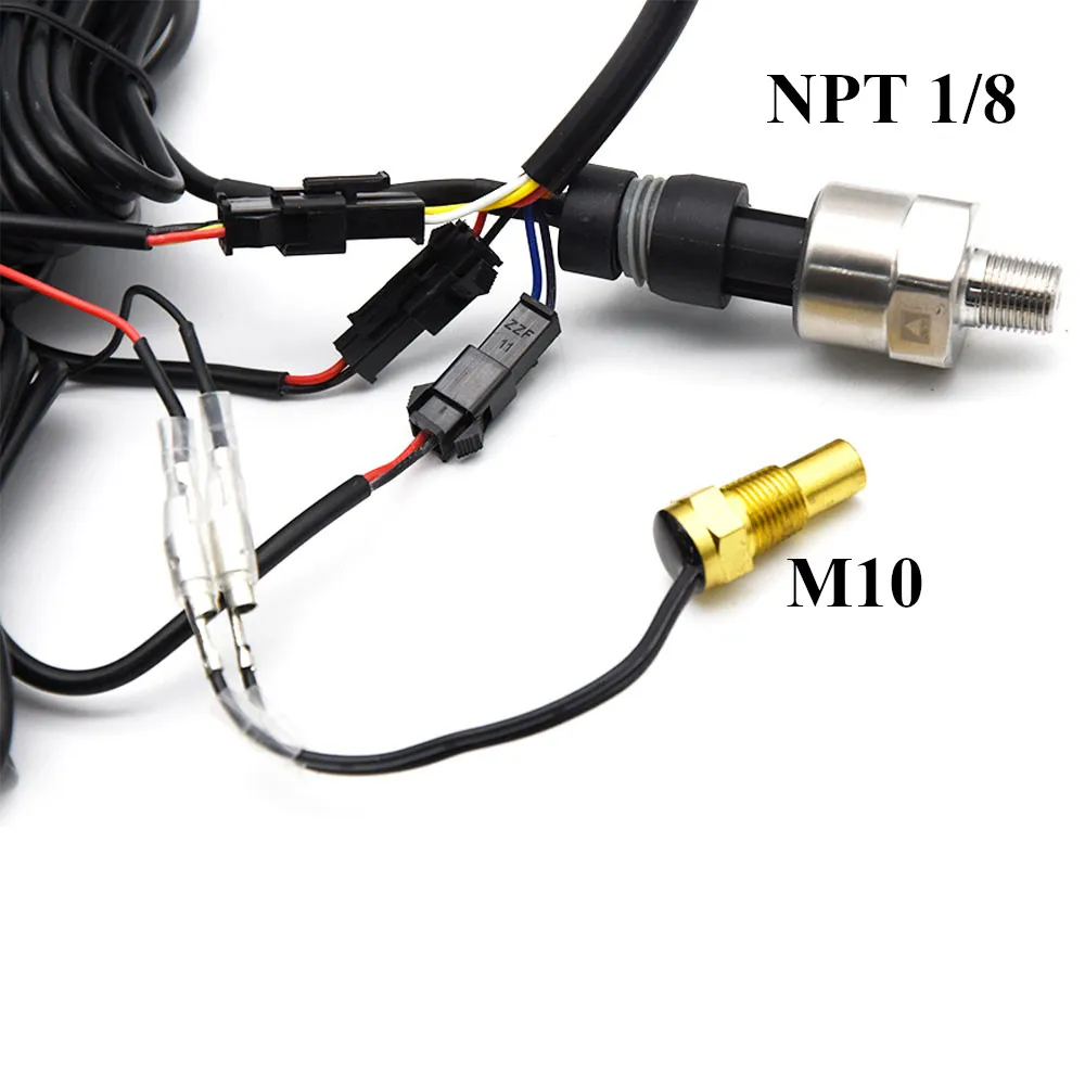 Universal 2 in 1 Car Gauges Digital Oil Pressure Gauge + Water Temperature Gauge with M10 Temp Sensor fit for 12V/24V Car Truck