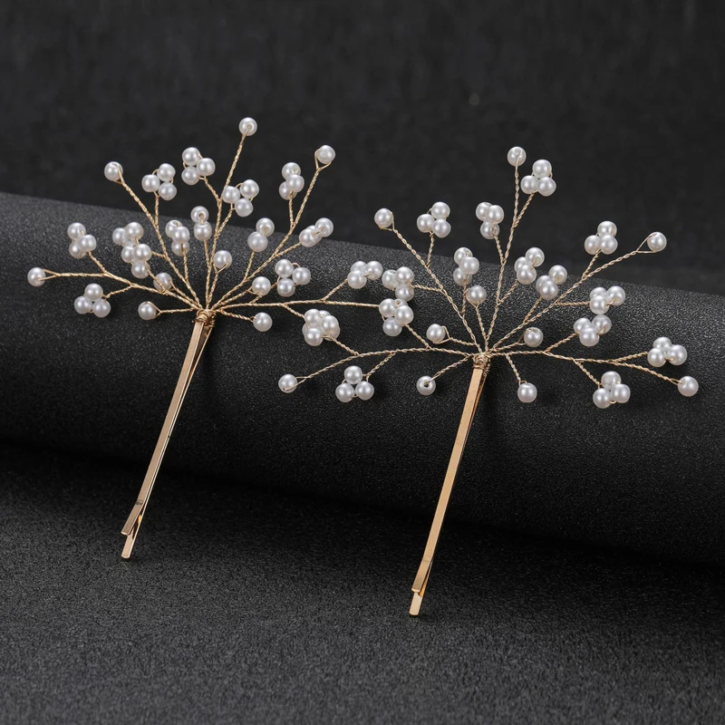 Flower Pearlet Bride Handmade Crystal Pearls Bridal Hair Pins Set Wedding Hair Stickers Hair Accessories For Women ddmysmile Jewelry Smile
