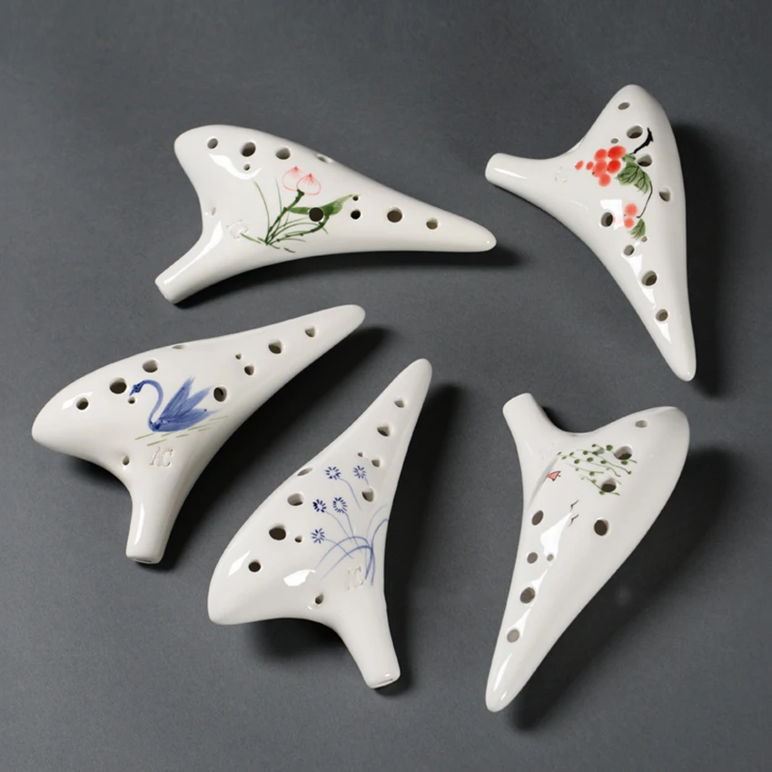Ceramic Classical Musical Instrument Ocarina 12 Hole Kiln-fired Ceramic Alto C Painted Ocarina Flute smile