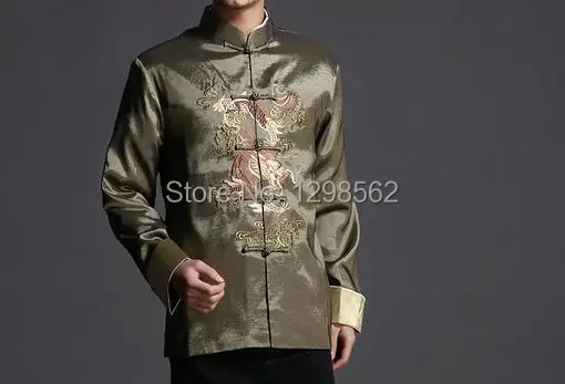 spring&autumn embroidered Men 4colors dragons host clothing uniforms martial arts coat jacketmale traditional Tang suits smile