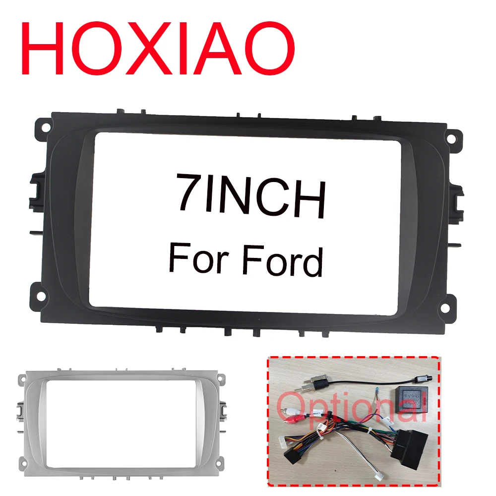 2 Din Car Radio 7inch Fascia Frame For Ford Focus 2 S-Max Mondeo Mk4 9 Galaxy C-Max Kuga 3 CD DVD Dash Audio Interior Panel