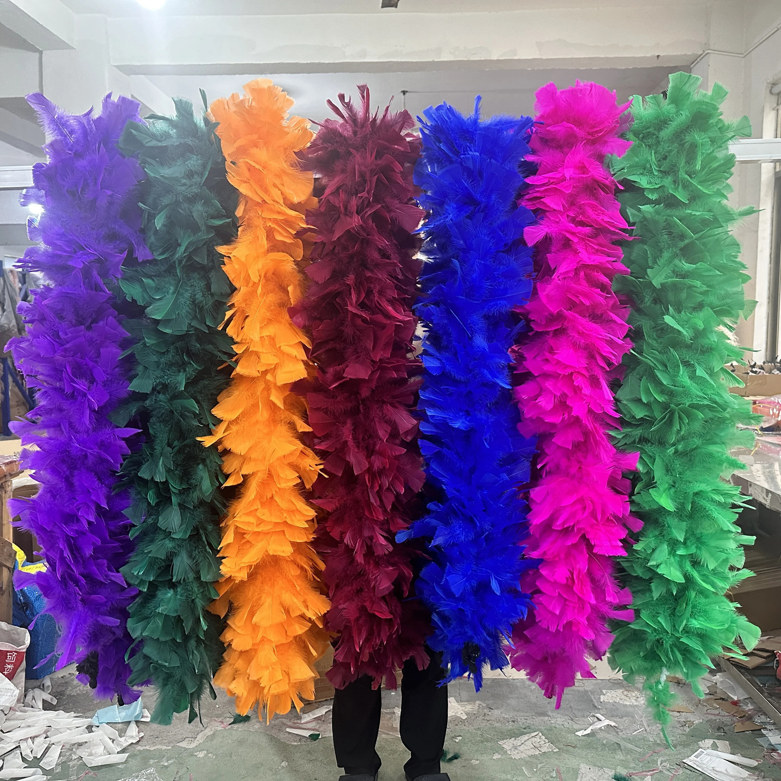 Beautiful green Turkiye feather Boa Shawl 200g puffy frill for costume stage party carnival decoration craft 2M 241108