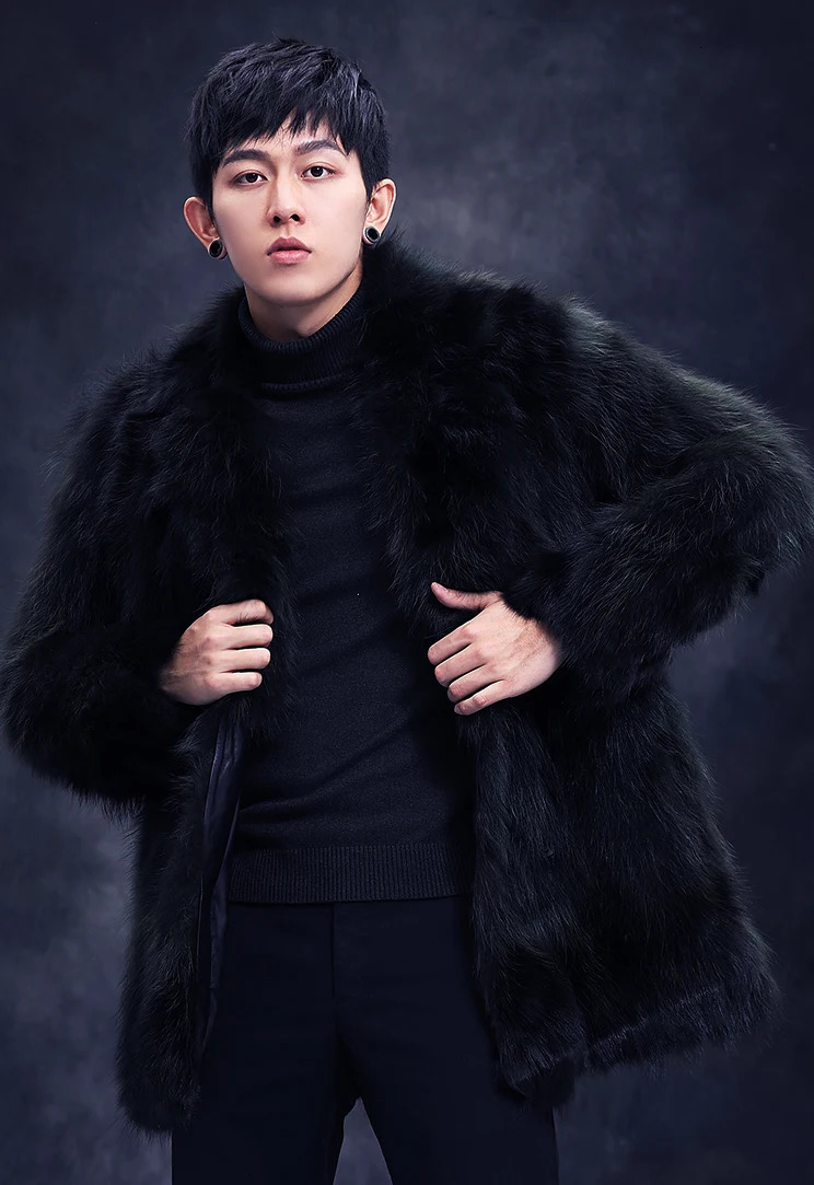 genuine genunie natural mens raccoon fur coat mens fashionable and warm winter jacket customizable in any size 241108