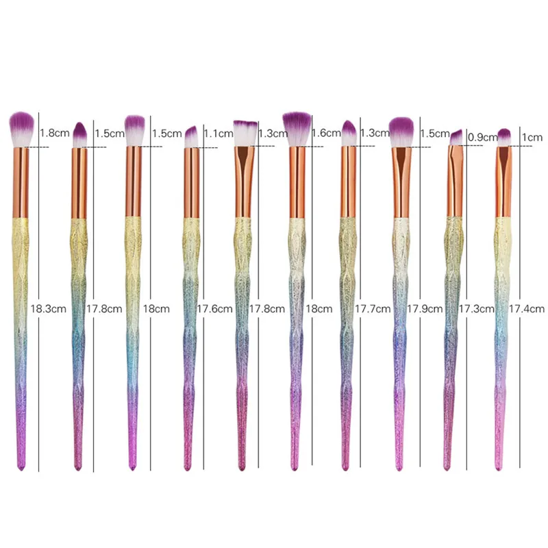 Eye Makeup Professional 10pcs/Set Brushes Set Rainbow EyeShadow Eyebrow Line Concealer Power Cosmetic Beauty Brush Tool Kit smile