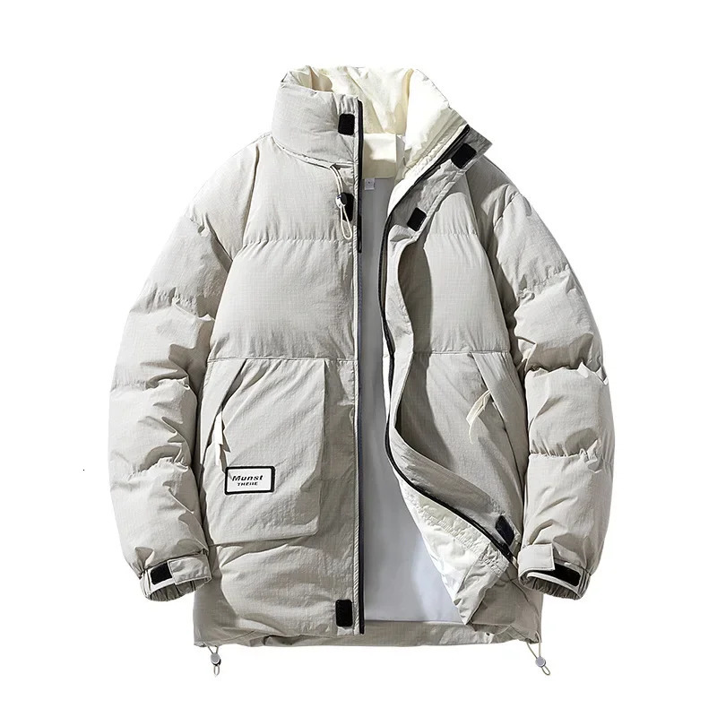 Super sized M-8XL mens warm hooded cotton padded jacket winter coat windproof down jacket solid medium thick Parkas 241108