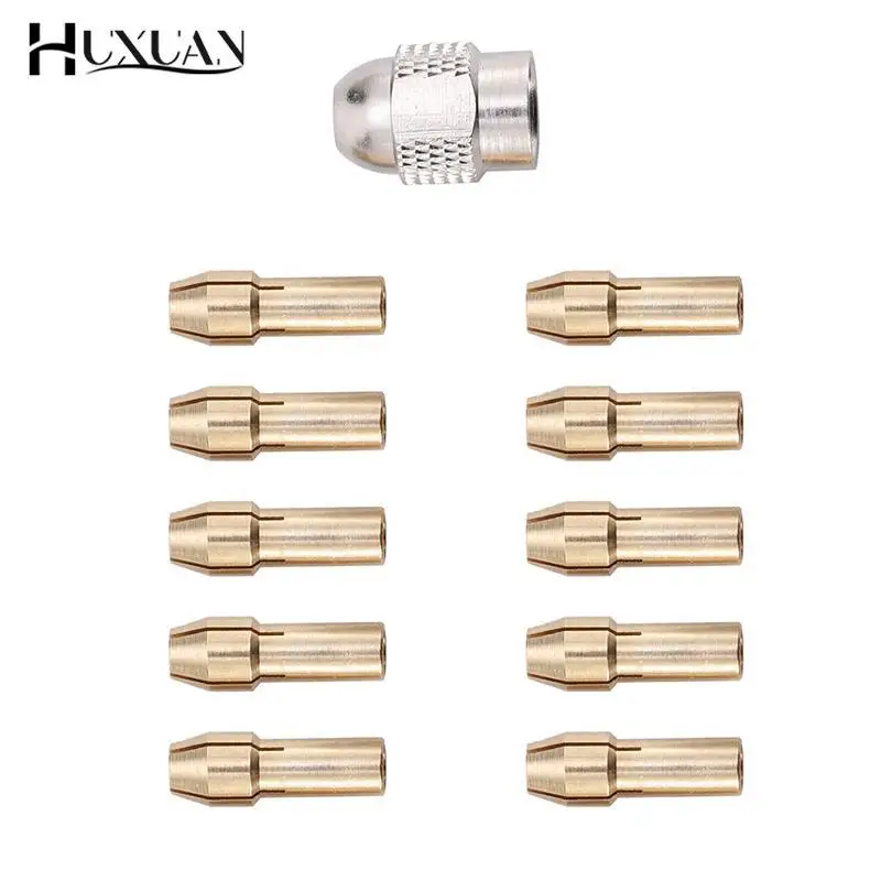 Brass Drill 11PCS/lot Mini Collet Chuck 0.5-3.2mm Brass And Nut For Dremel Rotary Tool Accessories Set smile