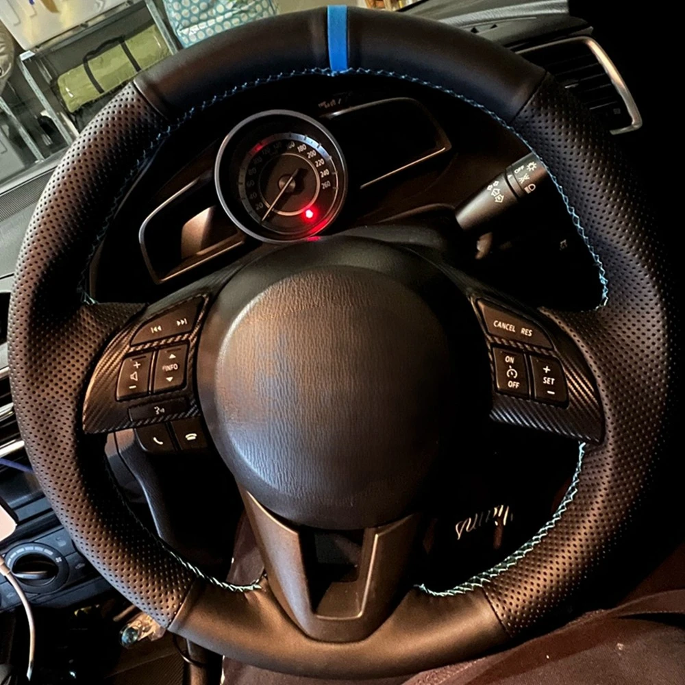 Artificial Braid Anti-Slip Leather Car Steering Wheel Cover For Mazda 3 Axela Mazda 6 Atenza Mazda 2 CX-3 CX3 CX-5 CX5 Scion smile CX-