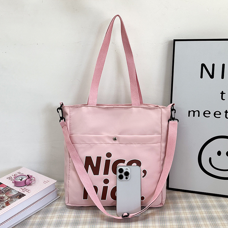Tote 2024 niche fashion letter nylon cloth capacity tutoring casual single shoulder diagonal cross large bag