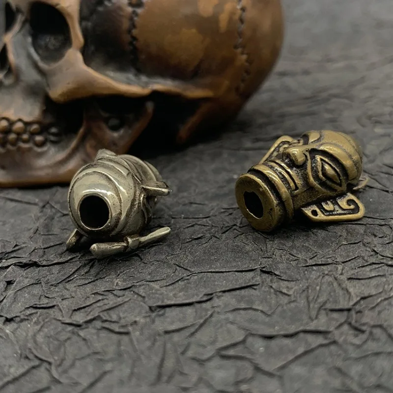 Ears Ancient Big Eyes Mask Knife Beads Metal Brass Woven Paracord Lanyard Pendants EDC Outdoor Tool Charms DIY Accessory smile