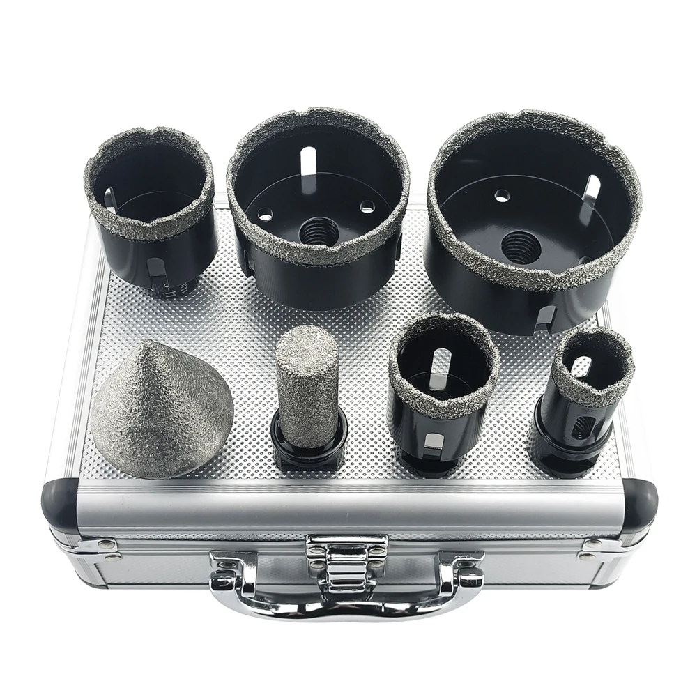 Dia Thread 7Pcs M14 Dry Drill Bit Vacuum Brazed Drilling Core Bits Set Porcelain Tiles Crowns Granite Marble Hole Saw Tools smile