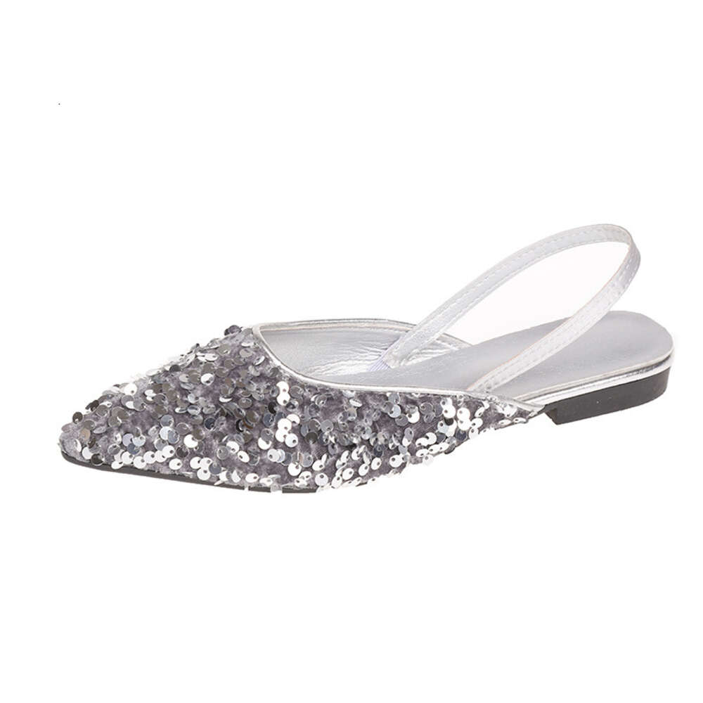 Light Small Fragrant Sandals for 2023 Summer New Low Heel French Niche High-end Sequin Bun Women's Shoes ddmythur