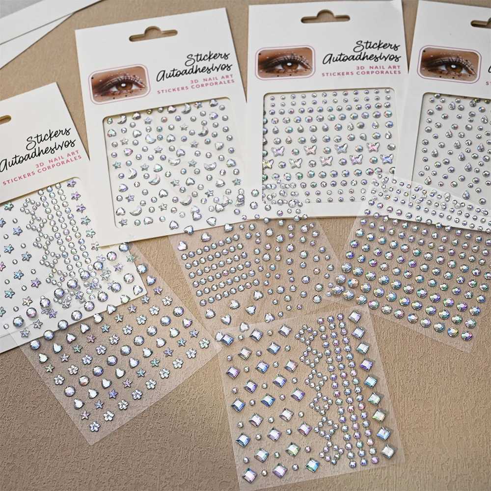 3D Facial Painting Tattoo Stickers Acrylic Diamond Water Diamond Stickers Self Adhesive Mixed Crystal Facial Decoration Stickers W250410