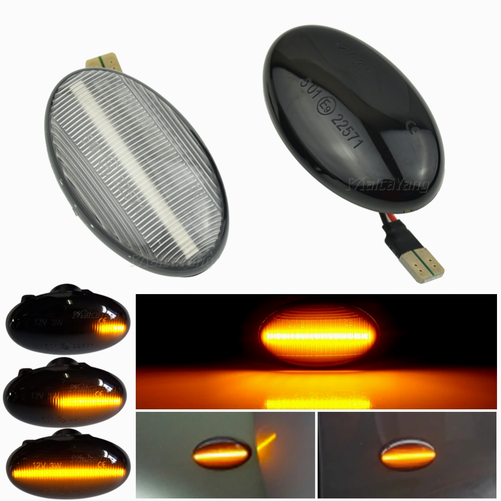 2pcs Dynamic LED Car Side Marker Lights For Mercedes Benz Repeater Signal Lamps Smart W450 W452 A-Class W168 Vito W639 W447