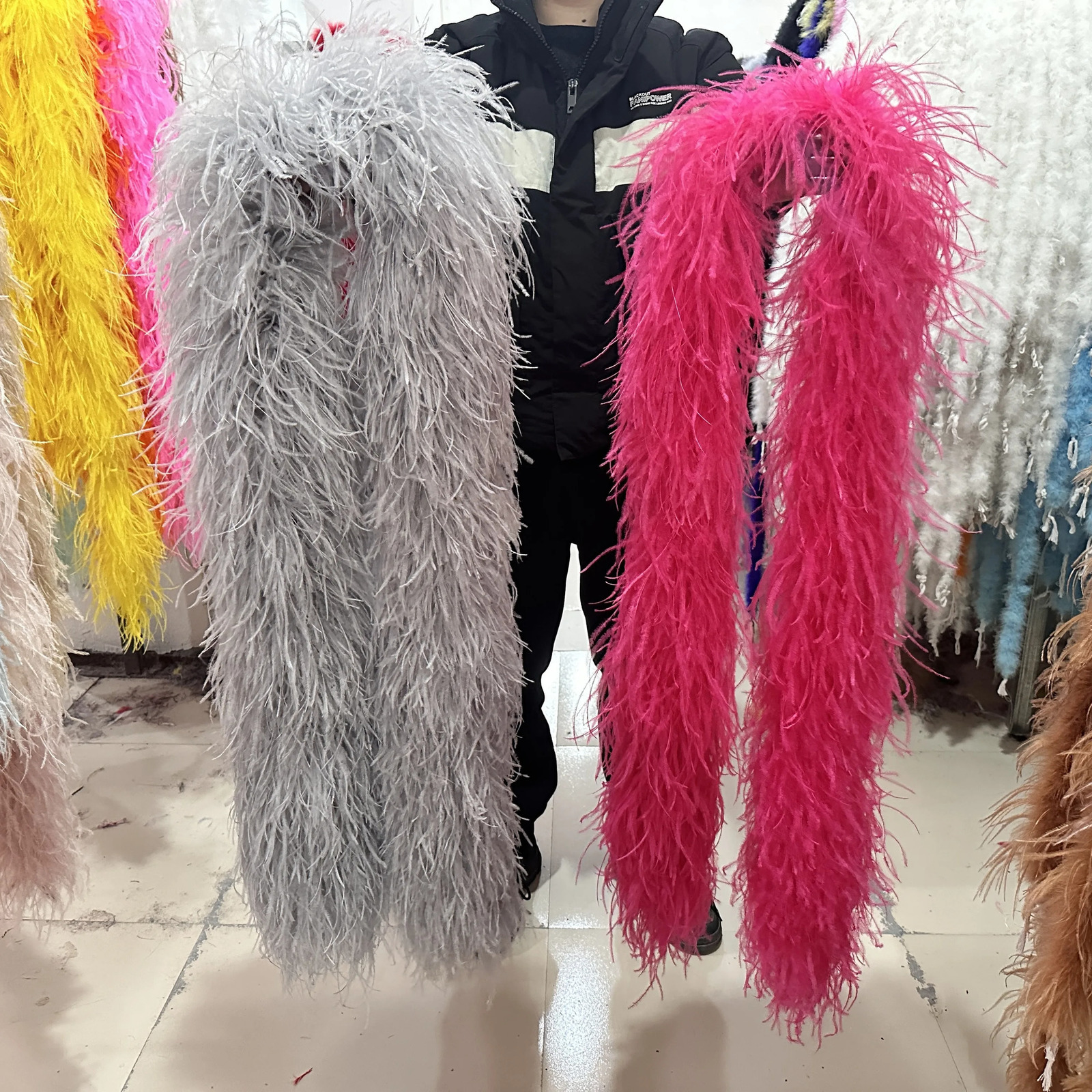 2M Real Ostrich Feathers Boa Decoration for Wedding Party Dress Shawl Clothes Sewing Accessories Crafts Plumes 1 3 5 9 20 PLY 241108