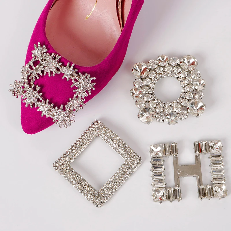 Shoes 1pc Decorations Detachable Shiny Crystal Shoes Clip Charm Buckle Rhinestone Brooch Women Bag Pendant Bride Accessories smile