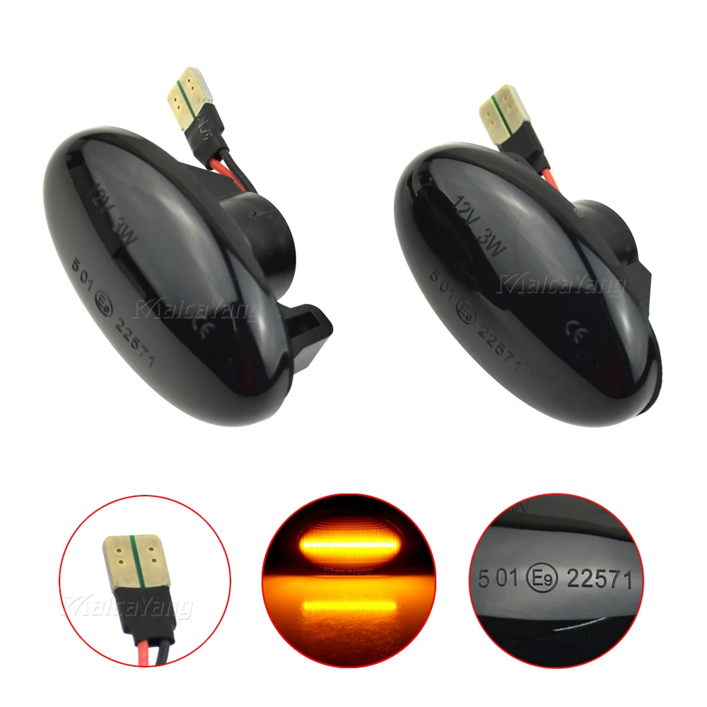 2pcs Dynamic LED Car Side Marker Lights For Mercedes Benz Repeater Signal Lamps Smart W450 W452 A-Class W168 Vito W639 W447