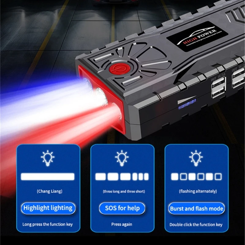Jump Starter Lighting Air Compressor Starting Tyre Inflator