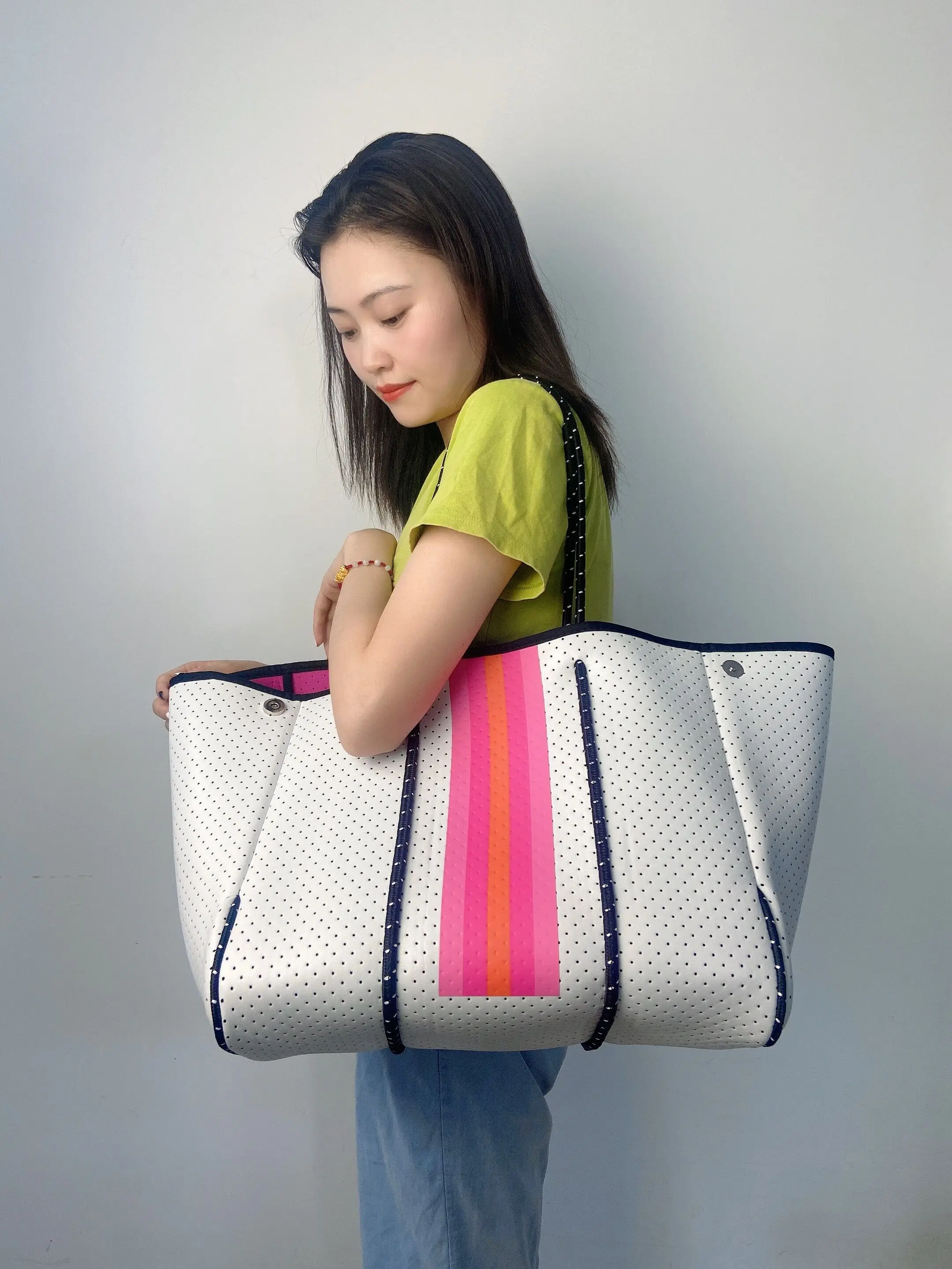 Frauen Handtasche Wasserdichte Mehrzweck Neopren Strand Tasche Tote Mit Beweglichen Bord einkaufstasche smile