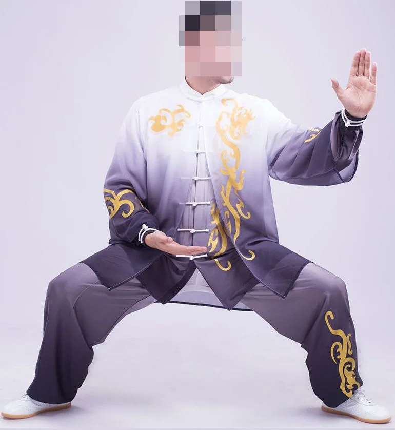 Summer&Spring chi unisex Tai suits gradient three-piece suit martial arts clothing kung fu uniforms blue/purple/gray smile