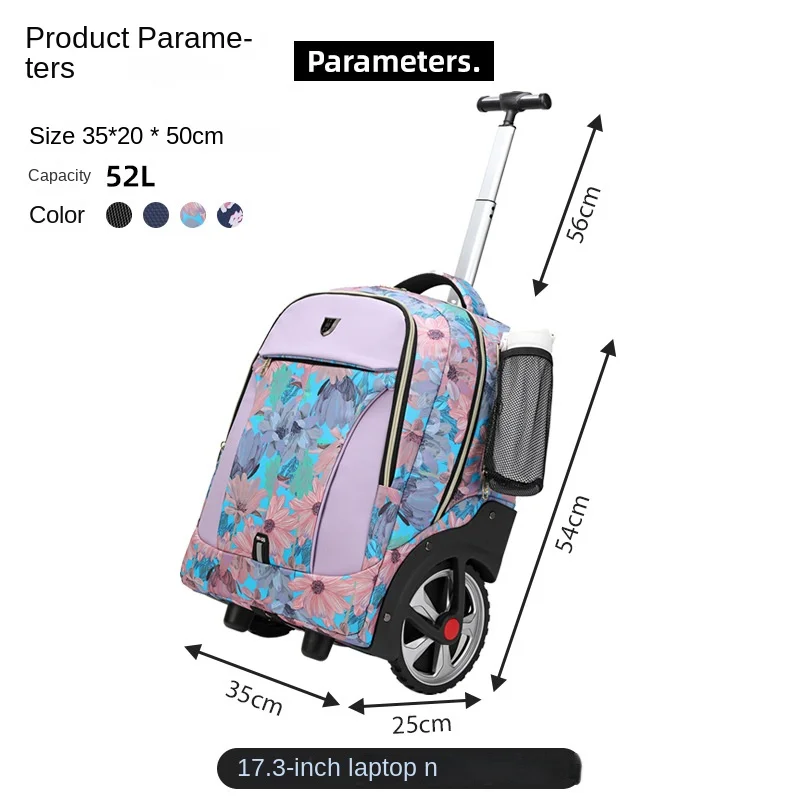 Trolley Backpack Junior and Senior High School Bull Wheel Luggage Easy Stair Climbing Mute Trolley Case Schoolbag One Piece Drop