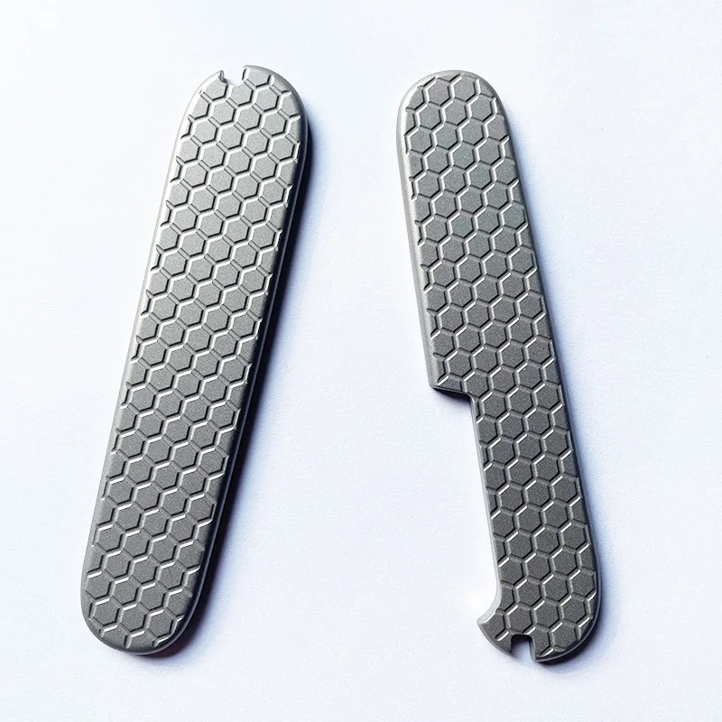 New Titanium Alloy 91mm Swiss Knife Handle Patch, Modified Checkered pattern TC4 Patch for 91mm Swiss Knife Handle Material